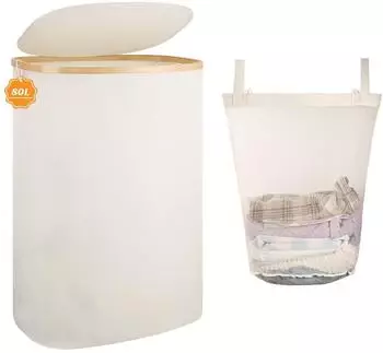 LuxusKollektion W&auml;schekorb faltbar, Bambus, beige, 80L
