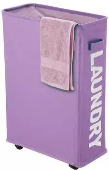 LuxusKollektion W&auml;schekorb faltbar mit R&auml;dern, schmal, violett, 40L (600D Oxford Polyester)