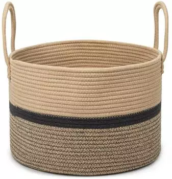 LuxusKollektion W&auml;schekorb aus geflochtenem Baumwollseil, faltbar, 32l, braun