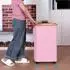 LuxusKollektion Wäschekorb mit Deckel, Rollen und herausnehmbarem Innenteil, faltbar, 75L, rosa