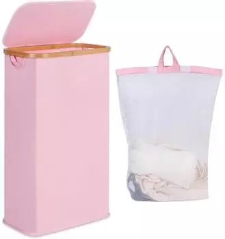 LuxusKollektion W&auml;schekorb mit Deckel, faltbar, 75L, rosa, Bambus (LuxusKollektion)