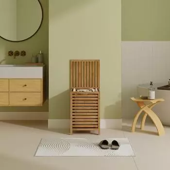 en.casa Jystiand W&auml;schekorb Lamellenoptik Bambus 64L (57x40x40cm)
