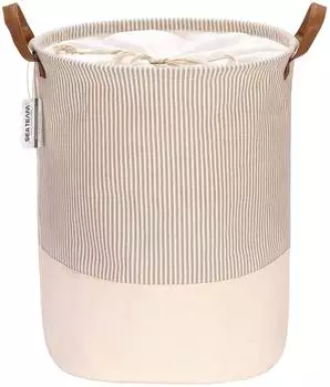 LuxusKollektion W&auml;schekorb faltbar, Canvas, gestreift, grau, 43L