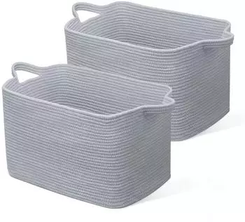 LuxusKollektion Faltbarer W&auml;schekorb 63l, Baumwolle, grau, 2er-Set