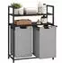 Relaxdays Wäschekorb 2 Fächer mit Ablagen, 92L, Stoff, schwarz/grau