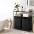 Relaxdays Wäschekorb 2 Fächer mit Ablagen, 92L, Stoff, schwarz/grau