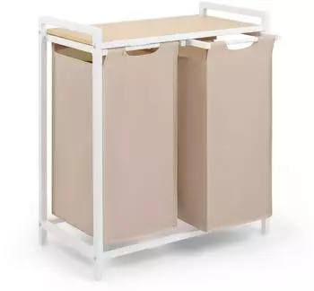 Blumtal W&auml;schesortierer 2 F&auml;cher, Bambus-Optik, cremewei&szlig;