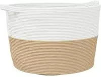 vidaXL W&auml;schekorb Beige und Wei&szlig; &Oslash;60x36 cm Baumwolle
