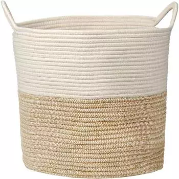 LuxusKollektion W&auml;schekorb Baumwollseil, geflochten, weizen, 38x38cm