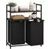 Relaxdays Wäschekorb 2 Fächer mit Ablagen, Metall/Holz, schwarz/braun