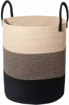 LuxusKollektion W&auml;schekorb geflochten mit Henkel, mehrfarbig, &Oslash;38x50cm