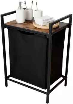 Relaxdays Wäschesortierer mit Ablage, ausziehbar, 65l, vintagebraun