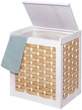 MCW W&auml;schekorb MCW-G37 Massivholz Shabby-Look, wei&szlig;/braun (MCW-G37)