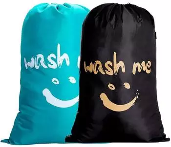 LuxusKollektion W&auml;schesack 120l, 420D Nylon, blau & schwarz, 2er-Set