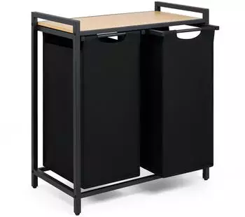 Blumtal W&auml;schesortierer 2 F&auml;cher, Bambus-Optik, schwarz