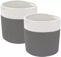 vidaXL Aufbewahrungsk&ouml;rbe 2 Stk. Grau und Wei&szlig; &Oslash;28x28 cm Baumwolle