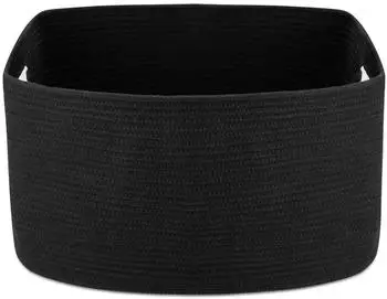 LuxusKollektion W&auml;schekorb XXL geflochten, Baumwolle, schwarz, 72l (56x43x30cm)