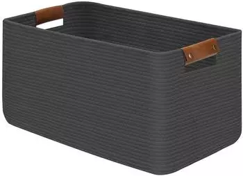 LuxusKollektion Faltbarer W&auml;schekorb aus Baumwollseil, grau, 63L, 55x38x30cm