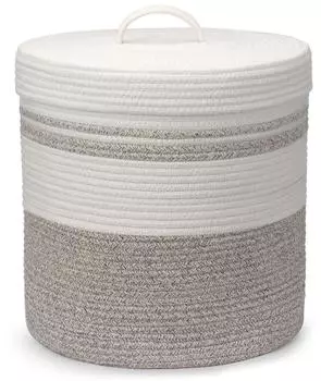 LuxusKollektion Faltbarer W&auml;schekorb mit Deckel, Baumwolle, braun, 40L