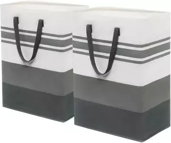 LuxusKollektion W&auml;schekorb 2er-Set, faltbar, Canvas, grau, 75L (43x60cm)
