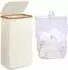 LuxusKollektion Wäschekorb schmal 75L mit Deckel, herausnehmbarem Innensack, beige (66212)