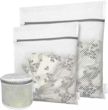 LuxusKollektion Wäschesäcke Honeycomb 3er-Set, weiß (Bra/M/L)