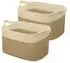 LuxusKollektion Faltbarer Wäschekorb 63L, Baumwolle geflochten, Jute & Weiß, 2er-Set