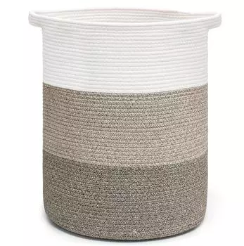 LuxusKollektion W&auml;schekorb geflochten, faltbar, Baumwolle, braun, 37x37x50cm