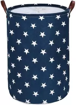 LuxusKollektion W&auml;schekorb faltbar, rund, blau Sterne, XL (66101)