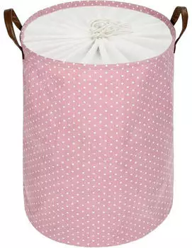 LuxusKollektion W&auml;schekorb faltbar, rund, Baumwolle, rosa (65994)