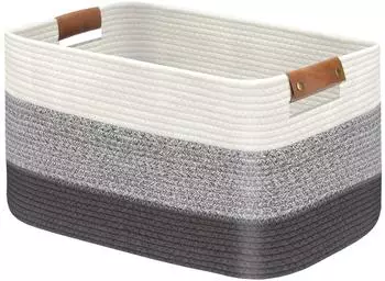 LuxusKollektion W&auml;schekorb geflochten, faltbar, grau Farbverlauf, 63L (55x38x30cm)