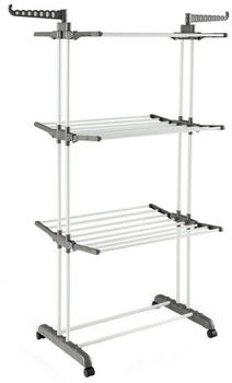 Costway Turmwäscheständer, klappbar, platzsparend, mit Rollen, ausziehbar, 127cm, Grau