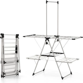 Costway Flügelwäschetrockner, klappbar, 2-stufig, höhenverstellbar mit Flügeln