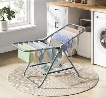 Songmics klein, faltbare Standtrockner mit 2 Fl&uuml;geln, Metall, 44 x 101 x 54 cm (LLRDE504G01)
