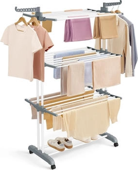 Songmics Standtrockner 4 Ebenen, mit Rollen, 63,5 x 128 x 173 cm, weiß (RLL701W01) Songmics Standtrockner 4 Ebenen, mit Rollen, 63,5 x 128 x 173 cm, weiß (RLL701W01)