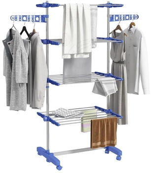 HomCom Wäscheturm Stahl 142 x 55 x 172 cm Blau (DE850-295V00BU) – HomCom Wäscheturm Stahl 142 x 55 x 172 cm Blau (DE850-295V00BU) für effizientes Wäschetrocknen