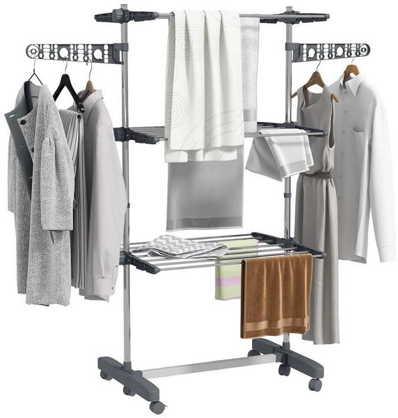 HomCom Grau, Kunststoff, 55x152x142 cm, Garderobe, Garderobenständer (800000741339)