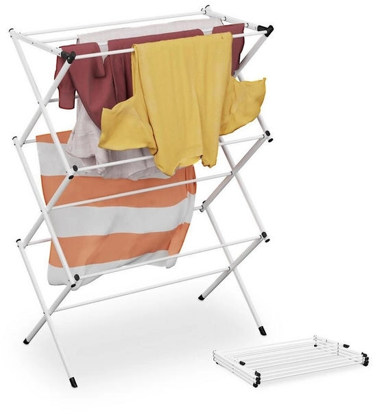 Relaxdays klappbar, 11 Stangen, HBT 104x73x38 cm, innen, Metall Turmwäscheständer, weiß (10049552_49)
