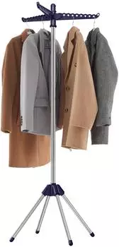 Songmics W&auml;schest&auml;nder 3 drehbare Arme, 4 Beine, klappbar, 150cm, blau-silbern (LLR510Q01)