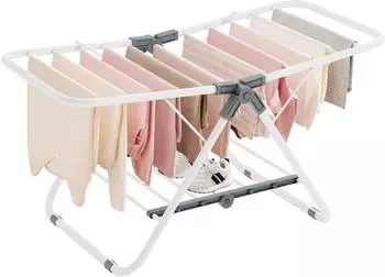 Songmics W&auml;schest&auml;nder 2-fl&uuml;gelig faltbar, Metall, wolkenwei&szlig; (LLR504W01)