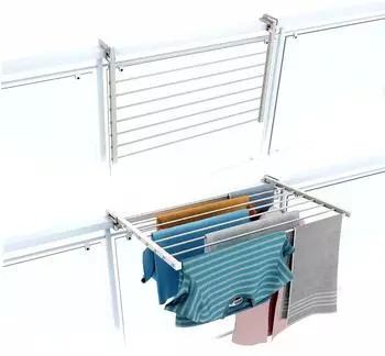 Foxydry Duo Umklappbarer Balkon-Wäscheständer, Edelstahl & Aluminium, 82cm, Weiß (Foxydry Duo)