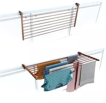 Foxydry Duo Klappbarer Wäscheständer für Balkon, Edelstahl & Aluminium, Corten, 118cm (Foxydry Duo)