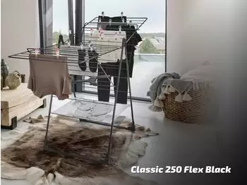 Leifheit Classic 250 Flex Wäscheständer 25m schwarz (81472) – Leifheit Classic 250 Flex – Flügelwäschetrockner für flexible Raumnutzung