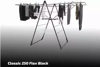Leifheit Classic 250 Flex Wäscheständer 25m schwarz (81472) – Robuste Kunststoffkonstruktion für Innen und Außen