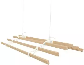 MonsterShop Decken-Wäschetrockner mit Flaschenzug 6 Latten, 2,4m, elfenbein