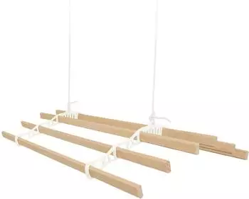 MonsterShop Decken-Wäschetrockner mit Flaschenzug 6 Latten 1,8m, elfenbein