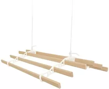 MonsterShop Decken-Wäschetrockner mit Flaschenzug 6 Latten 1,4m, elfenbein