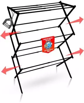 BigDean Wäscheständer klappbar, ausziehbar, schwarz, 5-10m (1000409)