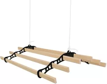 MonsterShop Decken-Wäschetrockner mit Flaschenzug 6 Latten, 0,9m, schwarz