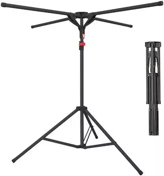 Relaxdays Wäscheständer klappbar, höhenverstellbar, 4 Arme, schwarz (10051487)
